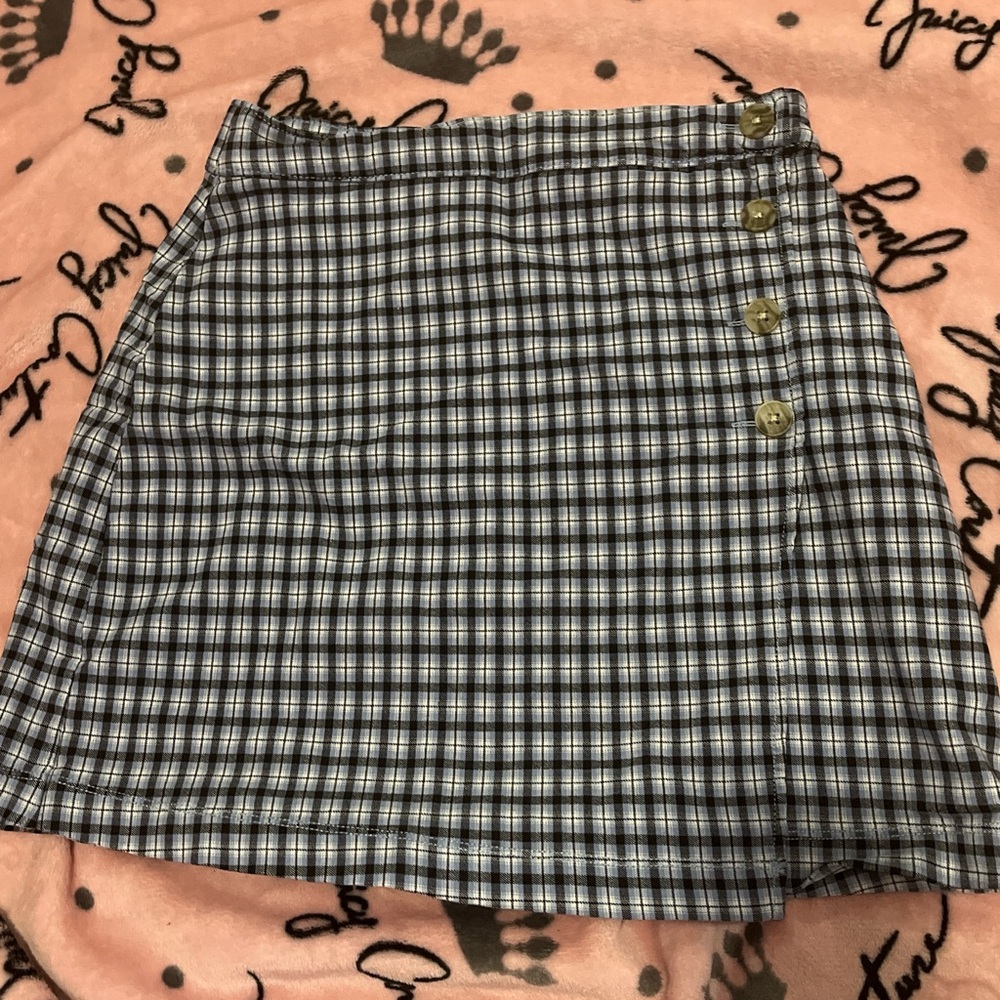 Hollister Black, Blue and White Asymmetrical Plaid Skirt